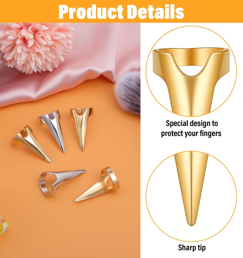 ValueBargain 20PCS Stitch Braid Tool Finger, Hair Parting Tool for Women Hair Extensions Stitch Braiding Finger Styling Supplies (Gold, Silver) - Image 3